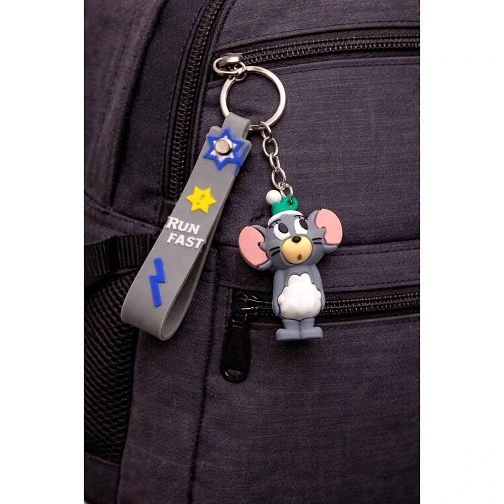 Tom & Jerry Mouse Keychain Silicone Strap RUN FAST Cartoon Key Ring Bag Charm